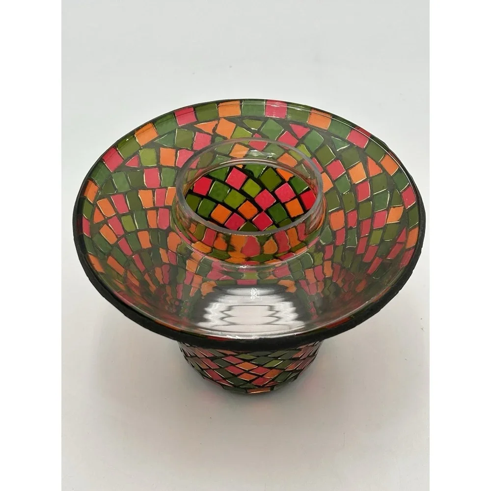 2012 Yankee Candle Mosaic Tile Shade and Plate Set‎ Holiday Colors